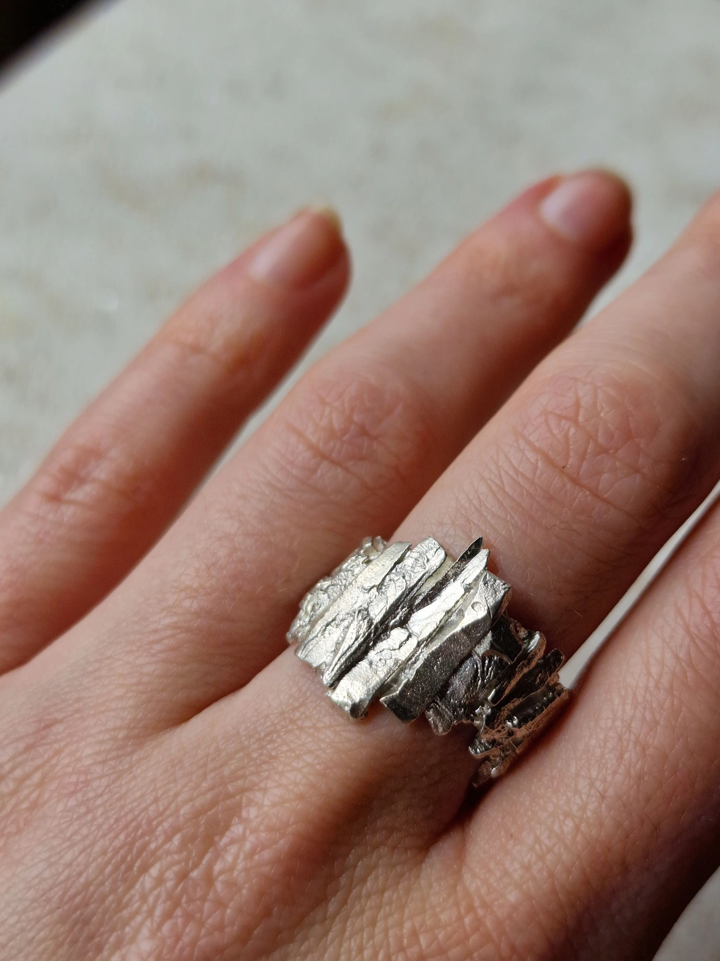 Large Silver Basalt Ring — JADE MELLOR
